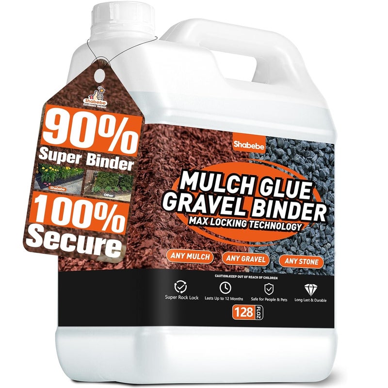 Shabebe Mulch Glue for Landscaping, 1 Gallon Gravel Binder - 90% Super Pea Hold, Fast-Dry Non-Toxic Rock Adhesive, Pine Straw Outdoor Stone Bond for Garden, Gravel Stabilizer Landscape Mulch Lock - Image 1